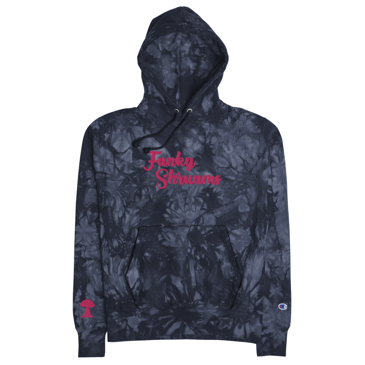 "Funky Shruums" Champion tie-dye hoodie